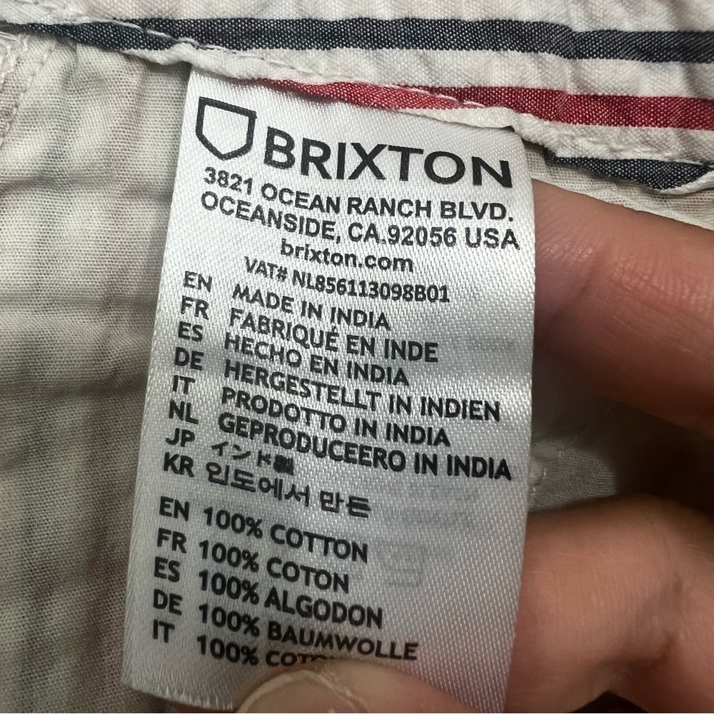 Brixton Striped 100% Cotton Seersucker Retro Preppy High Rise Chino Shorts Sze 2 - Picture 9 of 11